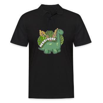 Pflanzen Dino Dinosaurier Vegan Veganer Geschenk - Männer Poloshirt - Schwarz - Vorne - Kai (181cm)