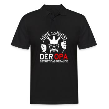 Seine Majestät der OPA betritt das Gebäude - Männer Poloshirt - Schwarz - Vorne - Kai (181cm)