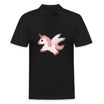Unicorn wings fly pink baby kids gift - Men's Polo Shirt - black - Front - Kai (181cm)