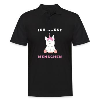 Ich Hasse Menschen Einhorn Geschenk - Männer Poloshirt - Schwarz - Vorne - Kai (181cm)
