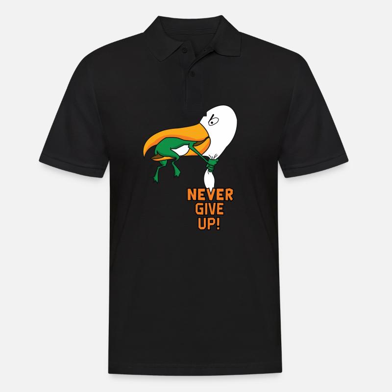 Never give up - Männer Poloshirt - Schwarz