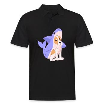 Dog in shark costume shirt gift Cute dogs - Men's Polo Shirt - black - Front - Kai (181cm)