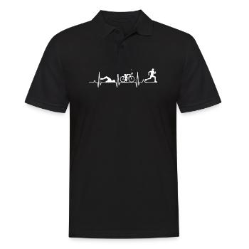 Herzschlag Triathlon - Männer Poloshirt - Schwarz - Vorne - Kai (181cm)