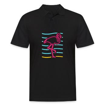 NEON flamingo Shirt - Männer Poloshirt - Schwarz - Vorne - Kai (181cm)