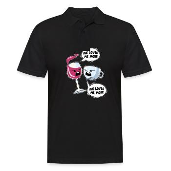 Wein Kaffee Liebhaber Liebe Kampf Weinglas Tasse - Männer Poloshirt - Schwarz - Vorne - Kai (181cm)