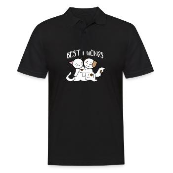 Best friends cats motive Puss cat kitten - Men's Polo Shirt - black - Front - Kai (181cm)