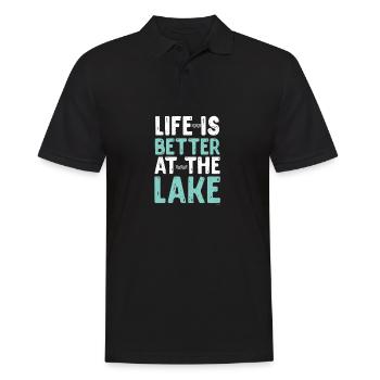 Das Leben ist besser am See - Männer Poloshirt - Schwarz - Vorne - Kai (181cm)