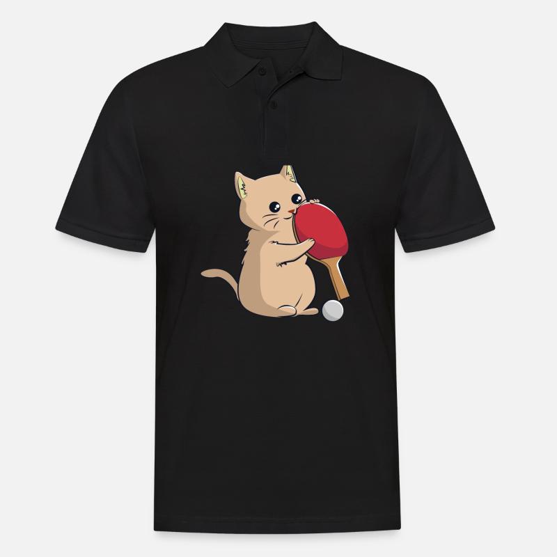 Le chat joue au ping-à-table - Polo Homme - noir