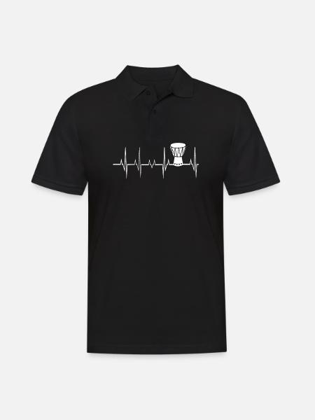 Battement de coeur Djembe - Polo Homme - noir