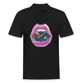 Pink lips / space - Men's Polo Shirt - black - Front - Kai (181cm)
