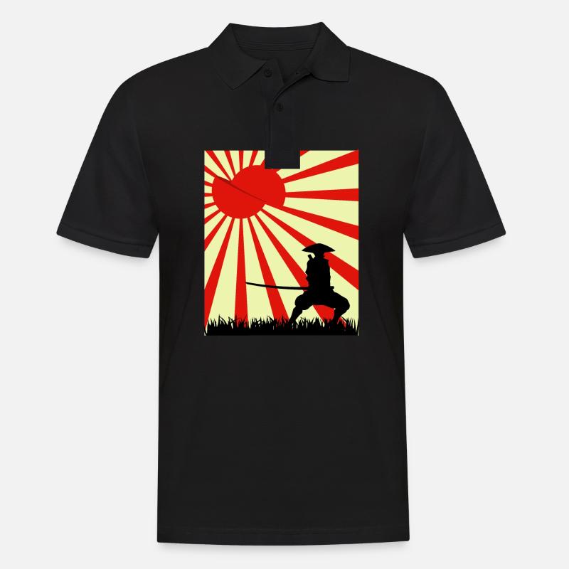 Mond Scheibe Samurai - Männer Poloshirt - Schwarz