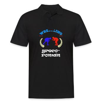 greco roman Ringen ringer ringsport Wettkampf - Männer Poloshirt - Schwarz - Vorne - Kai (181cm)