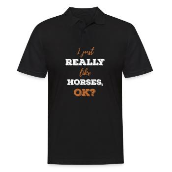 Cheval fille cheval femme cheval idée cadeau - Polo Homme - noir - Devant - Kai (181cm)