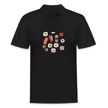 Sushi asiatique alimentaire Fast Foodie Foodie baguettes - Polo Homme - noir - Devant - Kai (181cm)