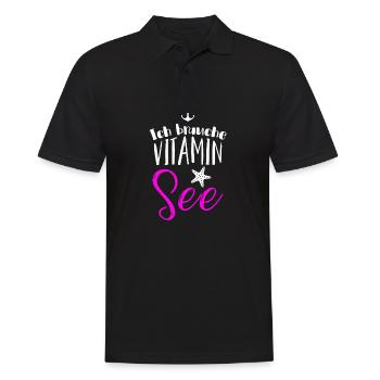Need Vitamin Lake Anchor Holiday Gift Idea - Men's Polo Shirt - black - Front - Kai (181cm)