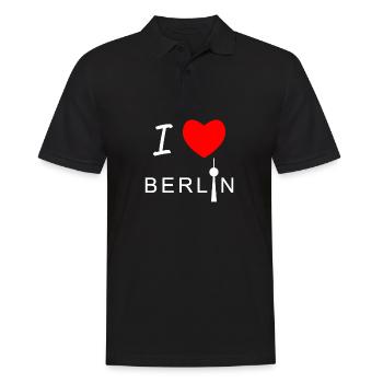 I love Berlin Shirt Design Geschenk - Männer Poloshirt - Schwarz - Vorne - Kai (181cm)