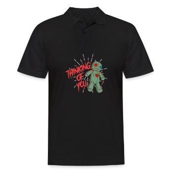 Halloween Voodoo - Thinking of you - Männer Poloshirt - Schwarz - Vorne - Kai (181cm)