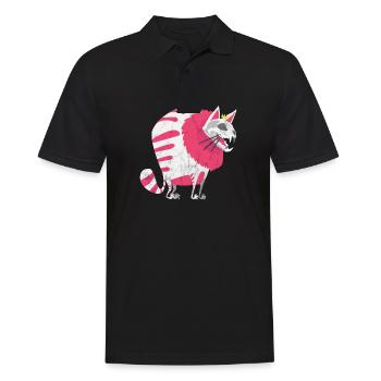Halloween cat kitten gift scary horror - Men's Polo Shirt - black - Front - Kai (181cm)