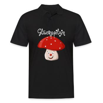 Glückspilzin - Männer Poloshirt - Schwarz - Vorne - Kai (181cm)