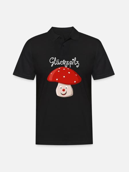 Glückspilz - Männer Poloshirt - Schwarz