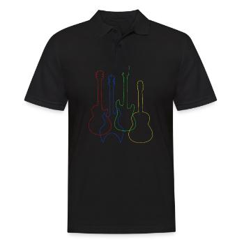 Colored Guitars Electric Acoustic Classical T Shir - Men's Polo Shirt - black - Front - Kai (181cm)