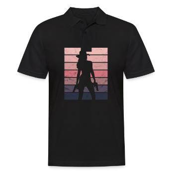 Geschenk Cowboy Revolver Sonnenuntergang Lady - Männer Poloshirt - Schwarz - Vorne - Kai (181cm)