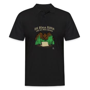 Die Berge rufen und ich muss kacken Geschenk - Männer Poloshirt - Schwarz - Vorne - Kai (181cm)
