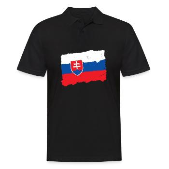 Slowakei Flagge - Männer Poloshirt - Schwarz - Vorne - Kai (181cm)