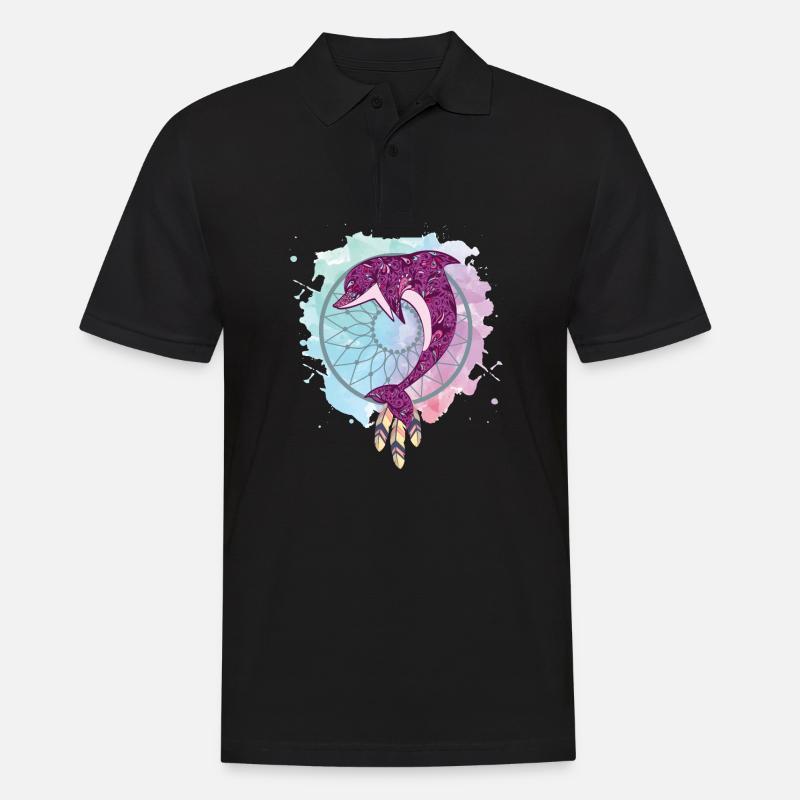 Traumfänger Delfin - Männer Poloshirt - Schwarz
