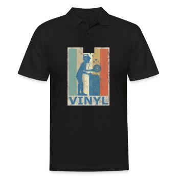 Retro Vintage Style DJ Deejee Vinyl Schallplatte - Männer Poloshirt - Schwarz - Vorne - Kai (181cm)