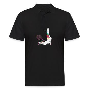 Einhorn macht Yoga - Männer Poloshirt - Schwarz - Vorne - Kai (181cm)
