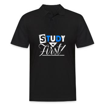 Study First Spruch Geschenk Student Uni - Männer Poloshirt - Schwarz - Vorne - Kai (181cm)
