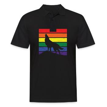 Wolf LGBT Geschenk Silhouette Regenbogen Toleranz - Männer Poloshirt - Schwarz - Vorne - Kai (181cm)