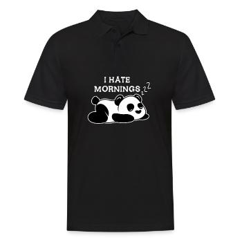 Je déteste le cadeau de dessin animé du matin panda panda bear - Polo Homme - noir - Devant - Kai (181cm)