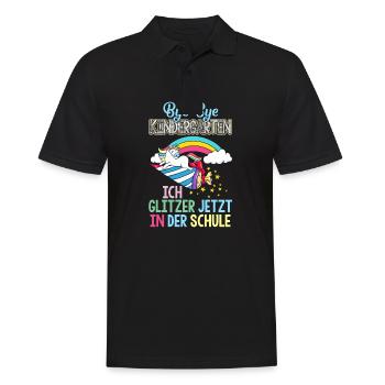 Einhorn 1. Klasse Einschulung Schulanfang Geschenk - Männer Poloshirt - Schwarz - Vorne - Kai (181cm)