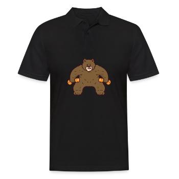 Ours dans la salle de gym avec des haltères - Polo Homme - noir - Devant - Kai (181cm)