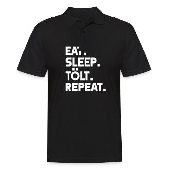 eat sleep tölt repeat pferde stall - Männer Poloshirt - Schwarz - Vorne - Kai (181cm)