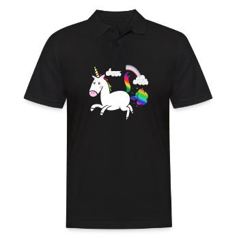 Einhorn Pups Regenbogen Unicorn Poo Rainbow Wolke - Männer Poloshirt - Schwarz - Vorne - Kai (181cm)
