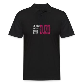 Ouzo witziges Party Shirt - Männer Poloshirt - Schwarz - Vorne - Kai (181cm)