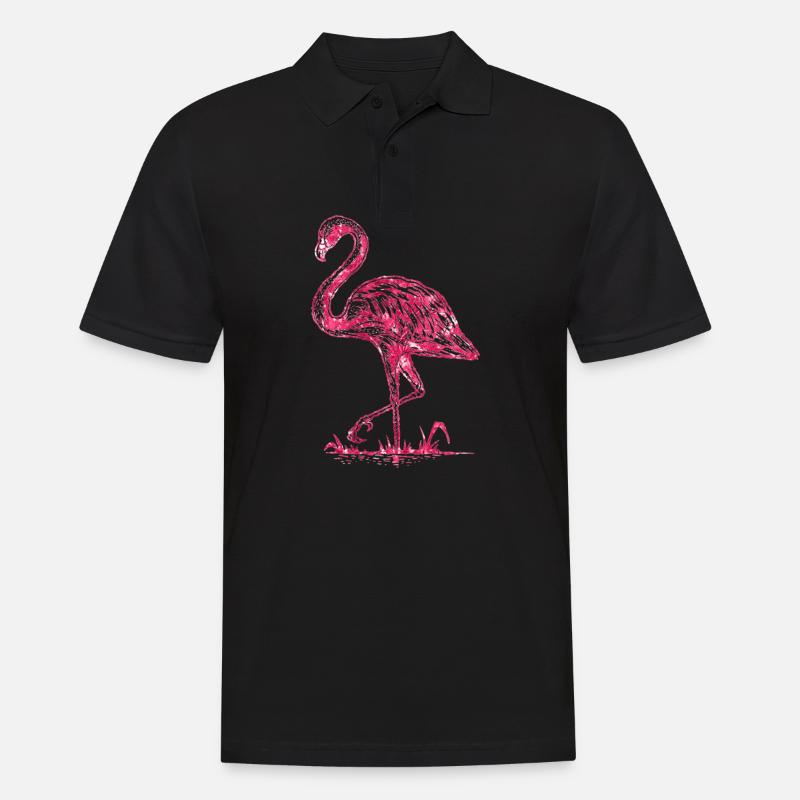 Flamingo - Männer Poloshirt - Schwarz