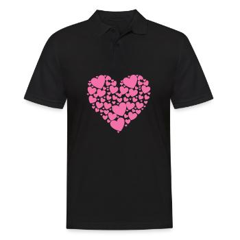 coeur, coeur, coeurs, amour - Polo Homme - noir - Devant - Kai (181cm)
