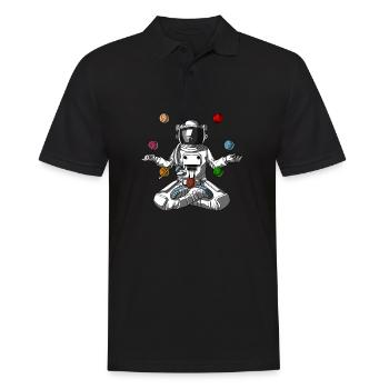 Astronaute de l'espace, méditation zen yoga yoga, planète cosmique - Polo Homme - noir - Devant - Kai (181cm)