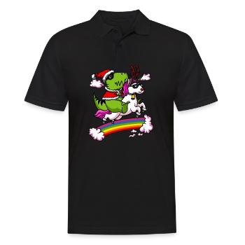 T-Rex Dinosaurier Santa Riding Unicorn Weihnachten - Männer Poloshirt - Schwarz - Vorne - Kai (181cm)