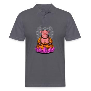 Cochon Bouddha Zen Yoga Méditation Ferme Porc Animal - Polo Homme - charbon - Devant - Nico (186cm)