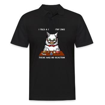 Cat Chemistry Teacher Joke No Reaction Funny Joke - Men's Polo Shirt - black - Front - Kai (181cm)