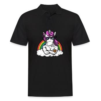 Magische Einhorn Fitness Gym Workout Regenbogen - Männer Poloshirt - Schwarz - Vorne - Kai (181cm)