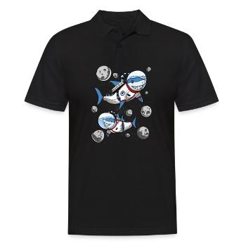 Shark Astronaut Space Cosmic Galaxy - Men's Polo Shirt - black - Front - Kai (181cm)