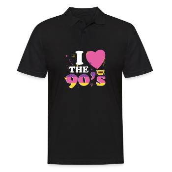 90er Jahre Disco Musik Party Kostüm 1990 90s Retro - Männer Poloshirt - Schwarz - Vorne - Kai (181cm)