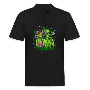 Alien Hippie Fume De La Cannabis Psychédélique UFO - Polo Homme - noir - Devant - Kai (181cm)