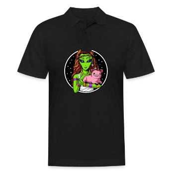 Space Alien Hippie Vegan Girl - Men's Polo Shirt - black - Front - Kai (181cm)
